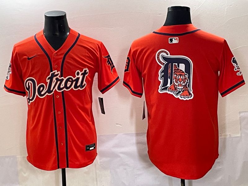Men 2025 Detroit Tigers Blank Orange Fashion Nike MLB Jersey style 7154